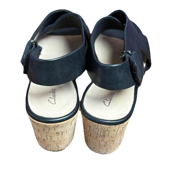 Clarks Maritsa Lara Wedge Sandal Women’s US Size 11 W Black Leather - Picture 8 of 14